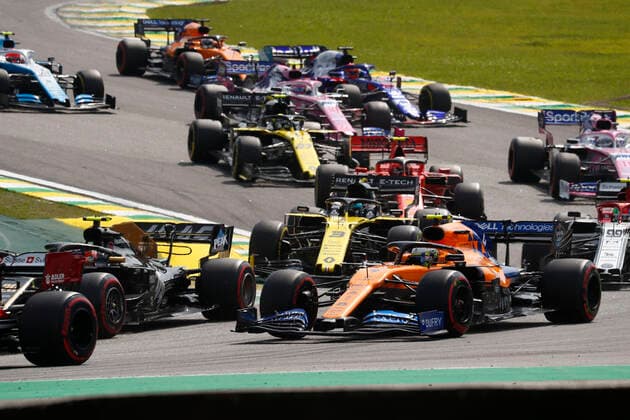 Motorsports: FIA Formula One World Championship, WM, Weltmeisterschaft 2019, Grand Prix of Brazil, 4 Lando Norris (GBR, McLaren F1 Team), 3 Daniel Ricciardo (AUS, Renault F1 Team) Sao Paulo Brazil