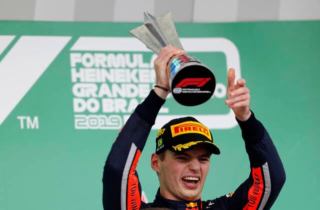 Grande Prêmio do Brasil F1 2019 SÃO PAULO, SP - 17.11.2019: GRANDE PRÊMIO DO BRASIL F1 2019 - Max VERSTAPPEN (NED) Aston Martin Red Bull Racing raises his cup after winning the 2019 Brazilian Grand Prix, held at the Interlagos Circuit in Sao Paulo, SP. (Photo: Rodolfo Buhrer La Imagem Fotoarena) x1833291x  RodolfoxBuhrer