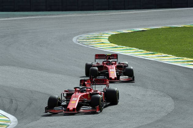 Photo4 LaPresse 17 11 2019 Sao Paulo, Brazil Grand Prix Formula One Brazil 2019 In the pic: Sebastian Vettel (GER) Scuderia Ferrari SF90 and Charles Leclerc (MON) Scuderia Ferrari SF90  Copyright: xPhoto4 LaPressex