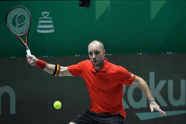 Belgian Steve Darcis pictured during the game between Belgian Steve Darcis and Colombian Santiago Giraldo, first game in the group stage of the Davis Cup World Group tennis finals between Colombia and Belgium, Monday 18 November 2019, in Madrid, Spain. BENOITxDOPPAGNE  x2430049x