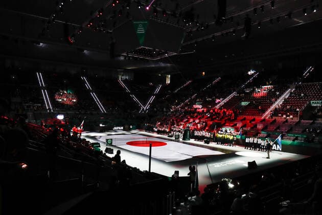 November 18, 2019, Madrid, VALENCIA, SPAIN: Ilustration, general view of Japan Team during the Presentation of the Davis Cup by Rakuten Madrid Finals 2019 tenis tournament celebrated at Caja Magica on November 18, 2019, in Madrid, Spain. Tennis: Davis Cup 2019, day 1 - ZUMAa181 20191118_zaa_a181_050 Copyright: xAFP7x