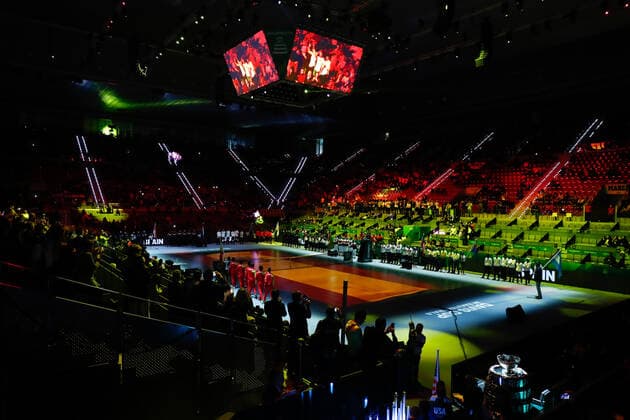 November 18, 2019, Madrid, VALENCIA, SPAIN: Ilustration, general view of Spain Team during the Presentation of the Davis Cup by Rakuten Madrid Finals 2019 tenis tournament celebrated at Caja Magica on November 18, 2019, in Madrid, Spain. Tennis: Davis Cup 2019, day 1 - ZUMAa181 20191118_zaa_a181_054 Copyright: xAFP7x