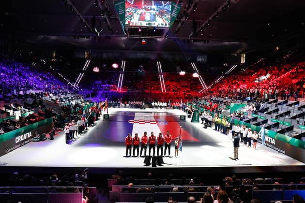 November 18, 2019, Madrid, VALENCIA, SPAIN: Ilustration, general view of Croatia Team during the Presentation of the Davis Cup by Rakuten Madrid Finals 2019 tenis tournament celebrated at Caja Magica on November 18, 2019, in Madrid, Spain. Tennis: Davis Cup 2019, day 1 - ZUMAa181 20191118_zaa_a181_055 Copyright: xAFP7x