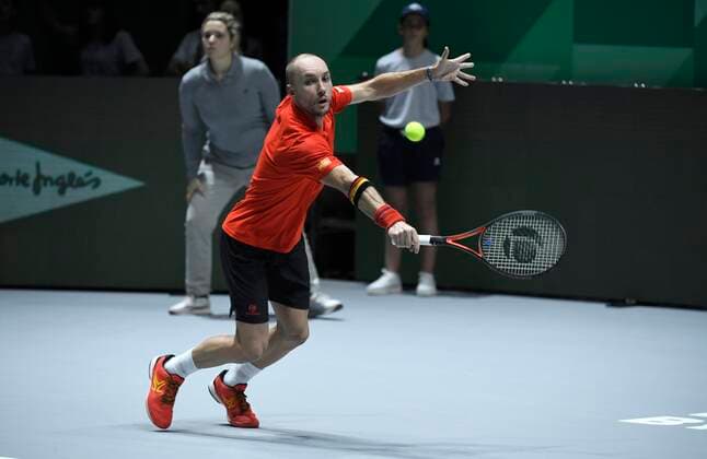 MADRID, SPAIN - NOVEMBER 18 : Steve Darcis of Belgium pictured during Davis Cup match between Belgium and Colombia at « Casa Magica « venue of the new look of Davis Cup 2019 on november 18 Madrid , Spain,18 11 2019 TENNIS : Finales Coupe Davis - Madrid - 18 11 2019 PhotoNews Panoramic 