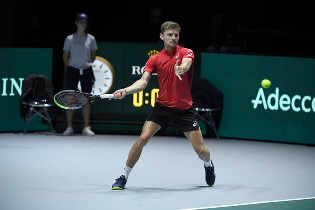 MADRID, SPAIN - NOVEMBER 18 : David Goffin of Belgium pictured during Davis Cup match between Belgium and Colombia at « Casa Magica « venue of the new look of Davis Cup 2019 on november 18 Madrid , Spain,18 11 2019 TENNIS : Finales Coupe Davis - Madrid - 18 11 2019 PhotoNews Panoramic 