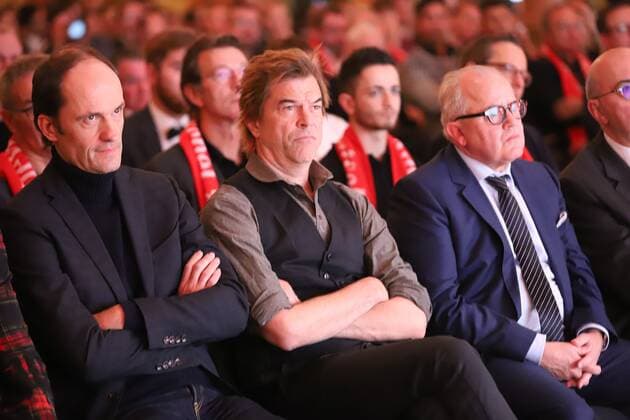 18 11 2019 GER, Frankfurt am Main, Julius Hirsch Prize awarded by DFB Deutscher Fußball Bund the cult band Die Toten Hosen with singer Campino next to DFB President Friedrich Walter Fritz Keller