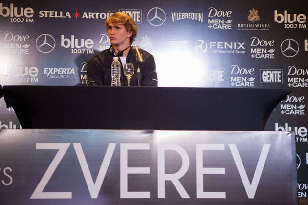 November 18, 2019, Buenos Aires, Federal Capital, Argentina: press conference, PK, Pressekonferenz of Roger Federer and Alexander Zverev after their arrival in Buenos Aires, Argentina. Both players will star in the exhibition match that will take place on Wednesday, November 20 at Parque Roca. In principle, the game was going to be against Juan Martin del Potro, but five days after the show, the Argentine said he would not be able to play because of physical problems. After their stay in Buenos Aires, both the Swiss and the German will tour Latin America in which they will perform in Mexico, Colombia and Chile. Alexander Zverev in Argentina. - ZUMAa179 95089181st Copyright: xRobertoxAlmeidaxAveledox