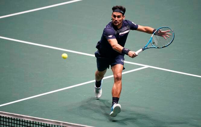 MADRID, SPAIN NOVEMBER 18 Fabio Fognini of Italy in action during the Group F match between Italy and Canada of Davis Cup by Rakuten Madrid Finals 2019 at Caja Magica on November 18, 2019 in Madrid, Spain Photo by Jose Manuel Alvarez Kosmos Tennis Cordon Press  xJosexManuelxAlvarezx xDavisxCupxbyxRakutenxMadridxFinalsx2019.xMadrid.xCajaxMagica.x18-24xNovemberx