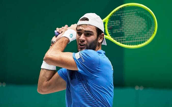 MADRID, SPAIN NOVEMBER 18 Matteo Berrettini of Italy in action during the Group F match between Italy and Canada of Davis Cup by Rakuten Madrid Finals 2019 at Caja Magica on November 18, 2019 in Madrid, Spain Photo by Mateo Villalba Kosmos Tennis Cordon Press  xMateoxVillalbax xDavisxCupxbyxRakutenxMadridxFinalsx2019.xMadrid.xCajaxM?gica.x18-24xNovemberx
