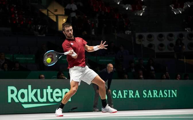 MADRID, SPAIN NOVEMBER 18 Borna Coric of Croatia in action during the Group B match between Croatia and Russia of Davis Cup by Rakuten Madrid Finals 2019 at Caja Magica on November 18, 2019 in Madrid, Spain Photo by Jose Manuel Alvarez Kosmos Tennis Cordon Press  xJosexManuelxAlvarezx xDavisxCupxbyxRakutenxMadridxFinalsx2019.xMadrid.xCajaxMagica.x18-24xNovemberx
