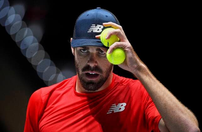 MADRID, SPAIN NOVEMBER 19 Reilly Opelka of United States during the Group F match between USA and Canada during Davis Cup by Rakuten Madrid Finals 2019 at Caja Magica on November 19, 2019 in Madrid, Spain Photo by Corinne Dubreuil Kosmos Tennis Cordon Press  xCorinnexDubreuilx xDavisxCupxbyxRakutenxMadridxFinalsx2019.xMadrid.xCajaxM?gica.x18-24xNovemberx
