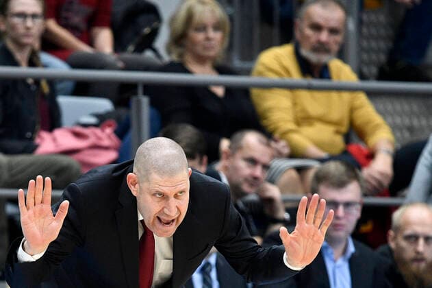 Oren Amiel, coach of Nymburk, reacts during the men s basketball Champions League 6th round group C match Nymburk vs Mornar Bar in Prague, Czech Republic, November 20, 2019. (CTKxPhoto MichalxKamaryt) CTKPhotoP201911201016701 kmt 16