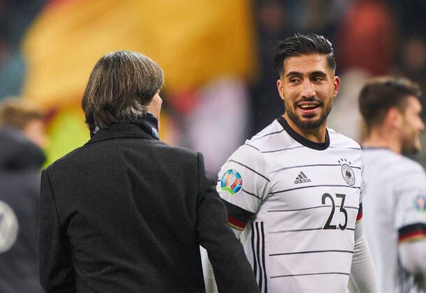EURO QUALI 2020, Germany-North Ireland, Frankfurt, Nov 19, 2019. DFB headcoach Joachim Jogi LOEW, LÖW, Emre CAN, DFB 23 after the match GERMANY - NORTHERN IRELAND 6-1 Important: DFB regulations prohibit any use of photographs as image sequences and or quasi-video. Qualification for European Championships, EM Quali, 2020 Season 2019 2020, November 19, 2019 in Frankfurt, Germany.