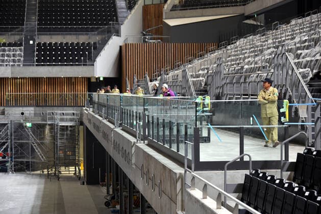 November 21, 2019, Tokyo, Japan - Construction of the Ariake Arena, the venue for the 2020 Tokyo Olympics volleyball and handball games and Paralympic wheelchair basketball, is almost completed on the waterfront area of Tokyos Ariake on Thursday, November 21. After the Tokyo 2020 Games, the arena will become a new sporting and cultural center with a seating capacity for up to 15,000 spectators. Noxthirdxpartyxsales  (117017357)