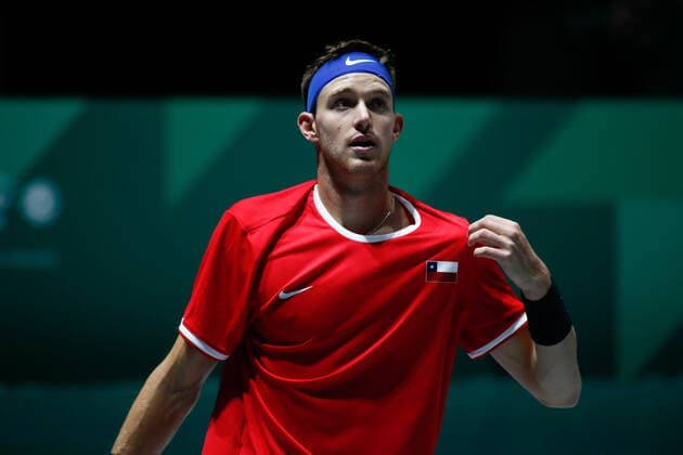 November 21, 2019, Madrid, MADRID, SPAIN: Nicolas Jarry of Chile in action during his match played against Philipp Kohlschreiber of Germany during the Day 4 of the 2019 Davis Cup at La Caja Magica on November 21, 2019 in Madrid, Spain. Tennis: Davis Cup - Day 4 - ZUMAa181 20191121_zaa_a181_030 Copyright: xAFP7x