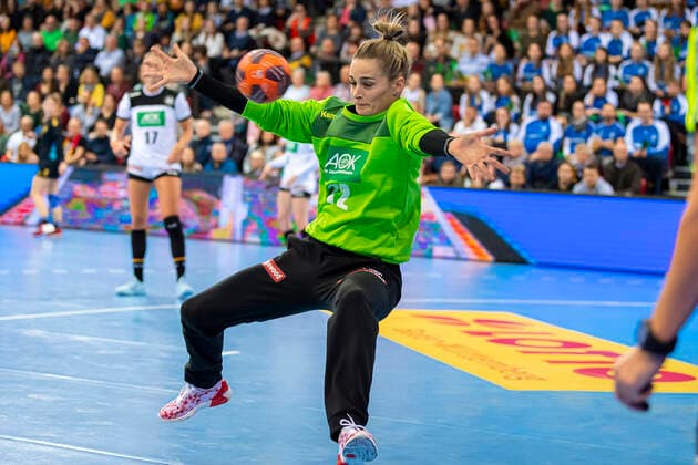 Stuttgart, Germany 21 November 2019 EHF Women Test match Germany vs Montenegro Goalkeeper Dinah Eckerle Germany SG BBM Bietigheim Stuttgart Scharrena Germany