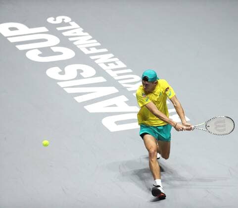 Australian tennis player Alex de Minaur in action against Canadian Denis Shapovalov during the quarterfinals of the Davis Cup Madrid Finals held at the Caja Magica tennis venue in Madrid, Spain, 21 November 2019. Davis Cup Madrid Finals: Canada vs. Australia !ACHTUNG: NUR REDAKTIONELLE NUTZUNG!  Copyright: xKikoxHuescax GRAF3849 20191121-637099685175117050
