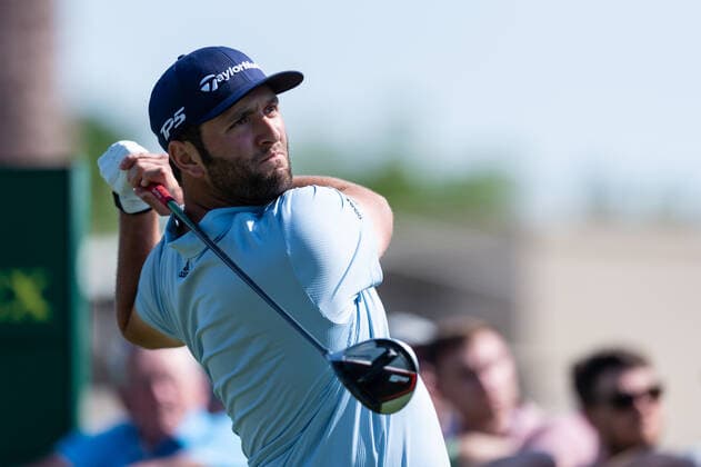 Jon Rahm of Spain tees off at the first hole in round 3 during the DP World Tour Championship at Jumeirah Golf Estates, Dubai, UAE on 22 November 2019. Copyright: xGrantxWinterx 25300182
