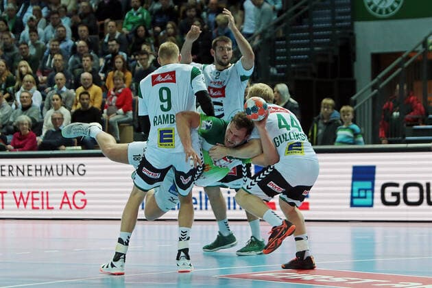23 11 2019, xovx, Handball Bundesliga, HSG Wetzlar TSV GWD Minden emspor, v l Christoffer Rambo GWD Minden , Lucas Meister GWD Minden , Nils Torbruegge HSG Wetzlar , Kevin Gulliksen GWD Minden , Aktion DFL DFB REGULATIONS PROHIBIT ANY USE OF PHOTOGRAPHS as IMAGE SEQUENCES and or QUASI VIDEO Wetzlar