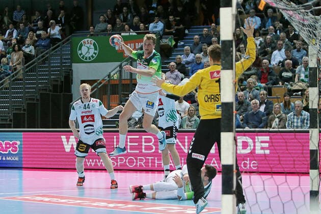 23 11 2019, xovx, Handball Bundesliga, HSG Wetzlar TSV GWD Minden emspor, v l Kevin Gulliksen GWD Minden , Emil Frend Oefors HSG Wetzlar , Christoffer Rambo GWD Minden , Filip Mirkulovski HSG Wetzlar , Espen Christensen GWD Minden , Action DFL DFB REGULATIONS PROHIBIT ANY USE OF PHOTOGRAPHS as IMAGE SEQUENCES and or QUASI VIDEO Wetzlar