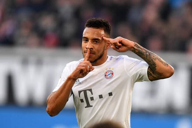 Soccer, 1 BL season 2019 2020, Fortuna Düsseldorf vs. FC Bayern Munich, 23 11 2019, Merkur game Arena Düsseldorf, Corentin Tolisso, FC Bayern Munich, goal jubilation, action, single picture,
