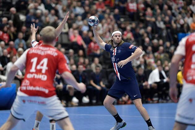PSG s Mikkel Hansen CL mens handball Aalborg Handball Paris Saint Germain in Jutlander Bank Arena in Aalborg on Sunday, November 24, 2019, Aalborg Denmark,  Copyright: RenexSchützex cop106 spdk20191124-170029-L