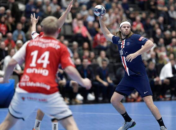 PSG s Mikkel Hansen CL mens handball Aalborg Handball Paris Saint Germain in Jutlander Bank Arena in Aalborg on Sunday, November 24, 2019, Aalborg Denmark,  Copyright: RenexSchützex cop106 spdk20191124-171549-L