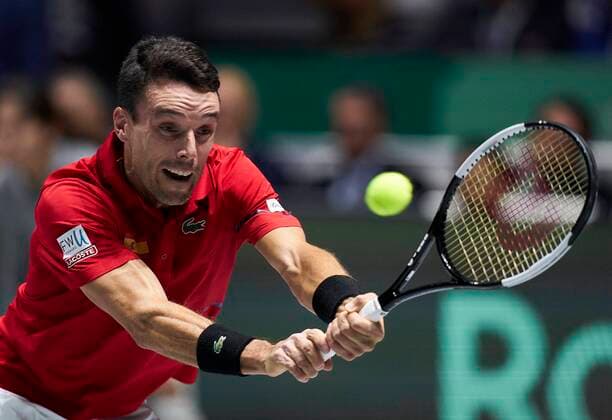 MADRID, SPAIN NOVEMBER 24 Roberto Bautista of Spain in action during the Final match between Spain and Canada of Davis Cup by Rakuten Madrid Finals 2019 at Caja Magica on November 24, 2019 in Madrid, Spain Photo by Diego Souto Kosmos Tennis Cordon Press,  xDiegoxSoutox xDavisxCupxbyxRakutenxMadridxFinalsx2019.xMadrid.xCajaxMagica.x18-24xNovemberx