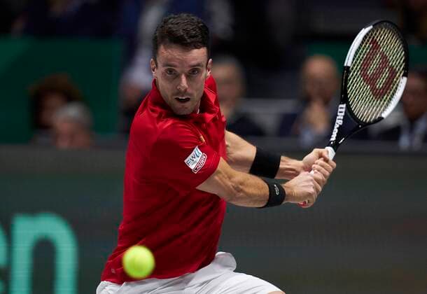 MADRID, SPAIN NOVEMBER 24 Roberto Bautista of Spain in action during the Final match between Spain and Canada of Davis Cup by Rakuten Madrid Finals 2019 at Caja Magica on November 24, 2019 in Madrid, Spain Photo by Diego Souto Kosmos Tennis Cordon Press,  xDiegoxSoutox xDavisxCupxbyxRakutenxMadridxFinalsx2019.xMadrid.xCajaxMagica.x18-24xNovemberx
