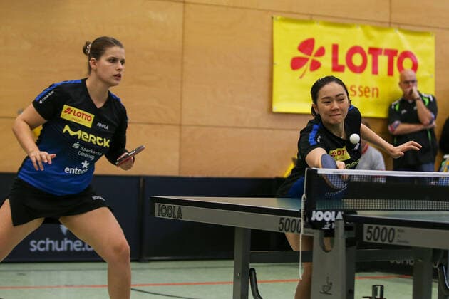 despor 24.11.2019 Tischennis 1.Bundesliga Damen TSV 1909 Langstadt-ttc berlin eastside emspor, emonline, oespor, v.l., Petrissa Solja (TSV Langstadt Tischtennis Damen 1.Bundesliga) und Cheng Hsien Tzu (TSV Langstadt Tischtennis Damen 1.Bundesliga) Foto: Joaquim Ferreira *** despor 24 11 2019 Tables 1 Bundesliga Women TSV 1909 Langstadt ttc berlin eastside emspor, emonline, oespor, v l , Petrissa Solja TSV Langstadt Table tennis Women 1 Bundesliga and Cheng Hsien Tzu TSV Langstadt Table tennis Women 1 Bundesliga Photo Joaquim Ferreira Copyright: JoaquimxFerreira