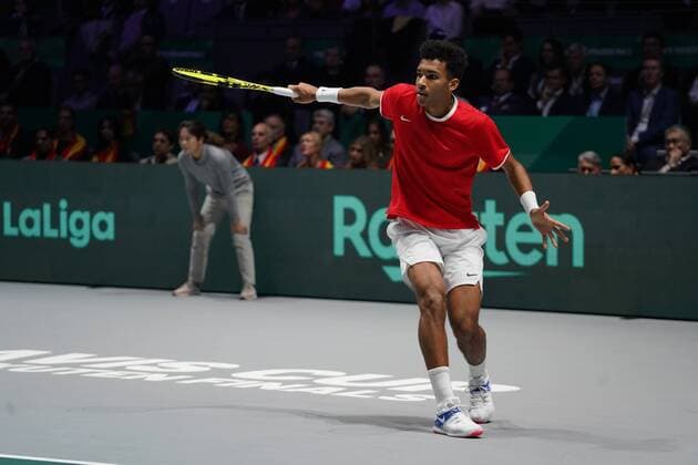 Felix Auger Aliassime of Canada celebrates during the Final match between Spain and Canada of Davis Cup by Rakuten Madrid Finals 2019 at Caja Magica on November 24, 2019 in Madrid, Spain Cordon Press,  xx xx