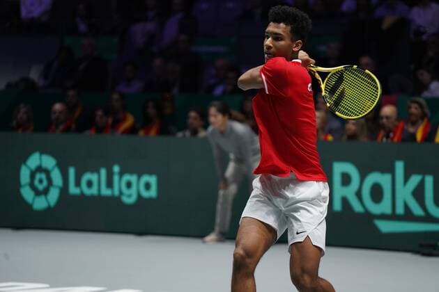 Felix Auger Aliassime of Canada celebrates during the Final match between Spain and Canada of Davis Cup by Rakuten Madrid Finals 2019 at Caja Magica on November 24, 2019 in Madrid, Spain Cordon Press,  xx xx