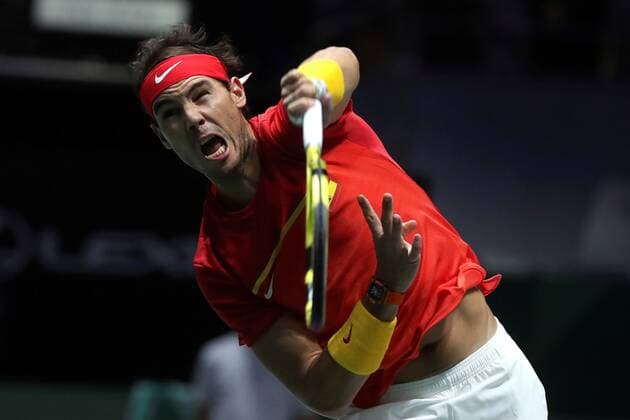 Spanish tennis player Rafa Nadal warms up before playing against Canadian Denis Shapovalov during the Davis Cup Finals tennis tournament final tie between Canada and Spain at the Caja Magica facilities in Madrid, Spain, 24 November 2019. Spain vs. Canada !ACHTUNG: NUR REDAKTIONELLE NUTZUNG!  Copyright: xKikoxHuescax GRAF6341 20191124-637102207993496396