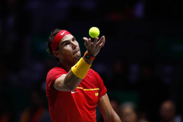 November 24, 2019, Madrid, MADRID, SPAIN: Rafael Nadal of Spain in action during the final match against Denis Shapovalov of Canada during the Day 7 of the 2019 Davis Cup at La Caja Magica on November 24, 2019 in Madrid, Spain. Tennis: Davis Cup - Day 7 - ZUMAa181 20191124_zaa_a181_123 Copyright: xAFP7x