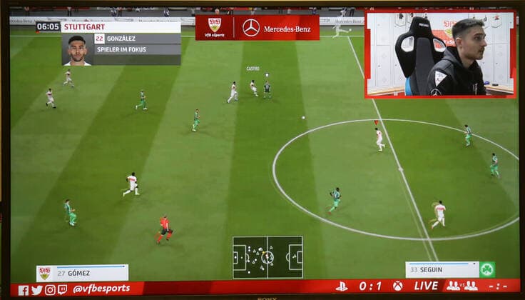 Stuttgart , eSports , Virtual Bundesliga , VfB Stuttgart , TV Bildschirm , Screenshot *** Stuttgart , eSports , Virtual Bundesliga , VfB Stuttgart , TV Screen , Screenshot