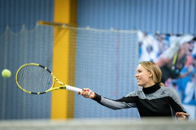 Caroline Wozniacki plays tennis with placed children on KBs tennis courts at Frederiksberg, Tuesday 26 November 2019, Copenhagen Denmark,  Copyright: RitzauxScanpix NielsxChristianxVilmannx cop102 spdk20191126-121244-L