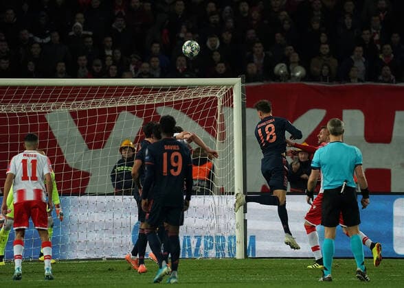 SRB, UEFA CL, Red Star Belgrade SRB vs. FC Bayern Munich GER 26 11 2019, Stadium Rajko MitiÄ‡, Belgrade, SRB, UEFA CL, Red Star Belgrade SRB vs. FC Bayern Munich GER , in the picture Leon Goretzka Munich scores the goal to 1 0 nordphotoxBratic nph00250