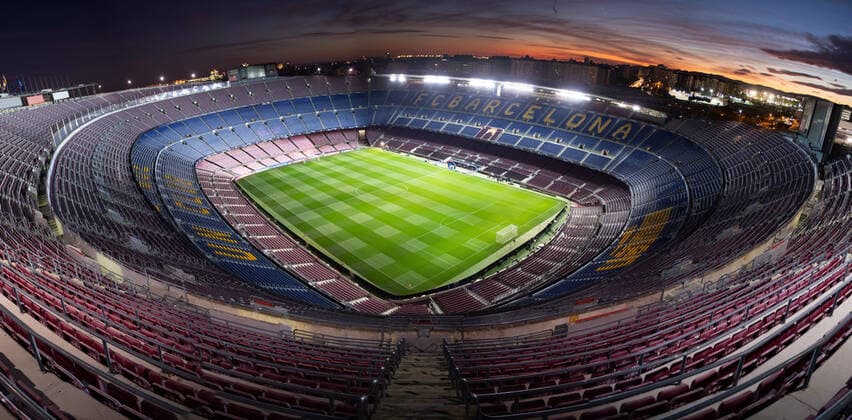 Football UEFA Champions League 5 Matchday, FC Barcelona Borussia Dortmund on 27 11 2019 at Camp Nou in Barcelona stadium, overview, grass, floodlight, depositor, feature, general, sky, sunset, Copyright: xKirchner ChristopherxNeundorfx