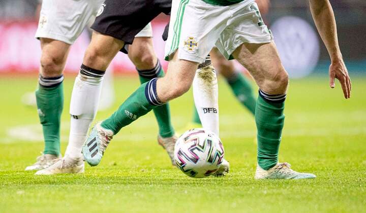 Feature, ball and legs, duel, action, soccer internationals, EM qualification, group C, Germany GER Northern Ireland NIR 6 1, on 19 11 2019 in Frankfurt Germany Â