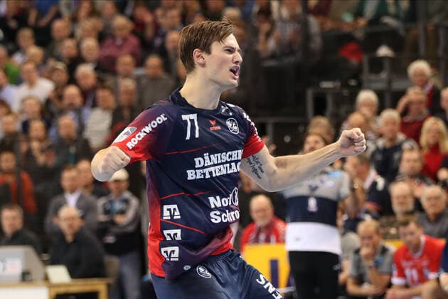 SG Flensburg Handewitt vs. Bergischer HC, LIQUI MOLY Handball Bundesliga, 28 11 19 Flensburg Magnus Roed SG Flensburg Handewitt, 77 cheers Copyright: xBEAUTIFULxSPORTS MarioxM.xKobergx