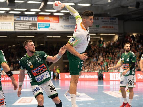 Stefan Cavor HSG Wetzlar 77 against Jacob Bagersted Frisch Auf Goeppingen 14, Frisch Auf Göppingen vs. HSG Wetzlar, 1 Bundesliga, Handball, Men, 28 11 2019 Frisch Auf Göppingen vs. HSG Wetzlar, 1 Bundesliga, Handball, Men, 28 11 2019 Göppingen Copyright: xEibner-Pressefotox EP_mst