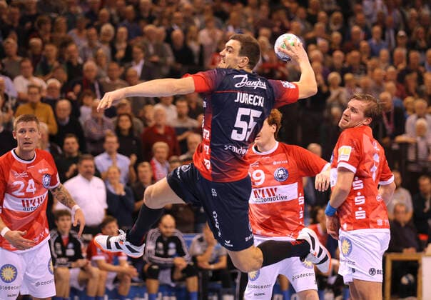 Photo Goalscrew by Michal Jurecki Flensburg against Max DARJ BHC Handball Men 1 Bundesliga Do 28 11 2019 SG Flensburg Bergischer HC