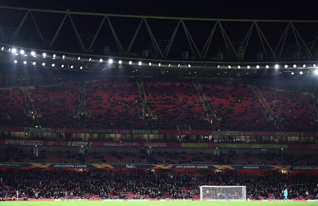 28 11 2019, xkvx, Football Europa League, Arsenal London Eintracht Frankfurt emspor, v l empty stadium DFL DFB REGULATIONS PROHIBIT ANY USE OF PHOTOGRAPHS as IMAGE SEQUENCES and or QUASI VIDEO London