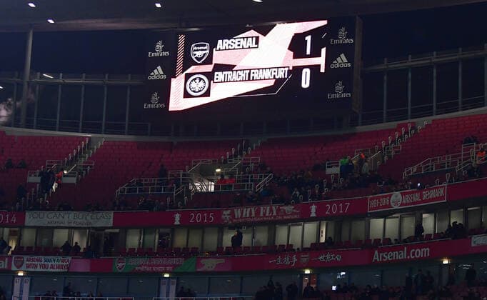 28 11 2019, xkvx, Football Europa League, Arsenal London Eintracht Frankfurt emspor, v l empty stadium DFL DFB REGULATIONS PROHIBIT ANY USE OF PHOTOGRAPHS as IMAGE SEQUENCES and or QUASI VIDEO London