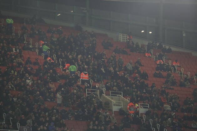 28 11 2019 Group match Group F UEFA Europa League Season 2019 20 FC Arsenal Eintracht Frankfurt v l , Eintracht Frankfurt fans, mood, scarves, jerseys, emotions Photo Joaquim Ferreira Copyright: JoaquimxFerreira
