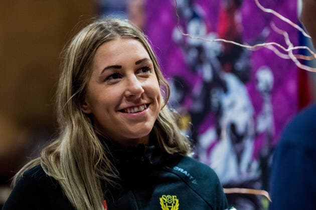 191129 Melissa Petren of Sweden is interviewed by the media during a press meeting ahead of the Women s World Handball Championship on November 29, 2019 in Kumamoto Photo Ludvig Thunman BILDBYRAN kod LT 35686 bbeng dam women handball handboll world handball championship 2019 sweden press meeting,  Copyright: LUDVIGxTHUNMAN BB191129LT024