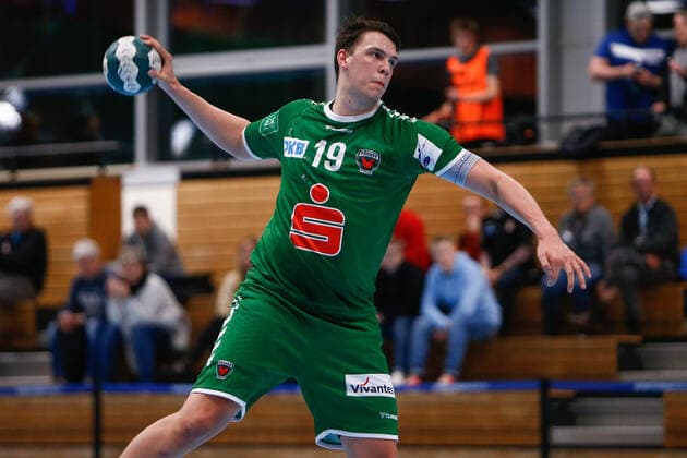 29 11 2019, xtgx, Handball 3 League, Fuechse Berlin II SC Magdeburg II, Frederik Simak Berlin scores goal, goal scorer, scored, scores the goal Berlin