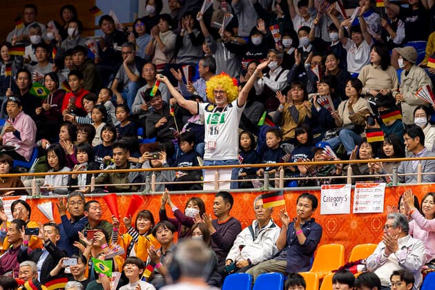 Handball, Women WM 2019, preliminary round, group B, 1 matchday , Germany Brazil fan curve fans fan block Yamaga City Overall high school Kumamoto Japan