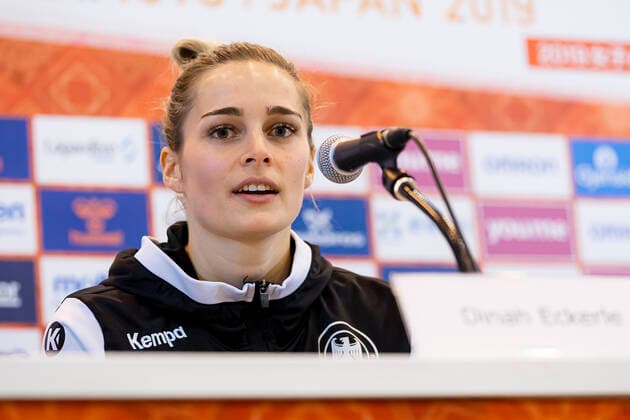 Handball, Women WM 2019, preliminary round, Group B, 1 matchday , Germany Brazil Goalkeeper Dinah Eckerle Germany SG BBM Bietigheim Yamaga City Overall High School Kumamoto Japan