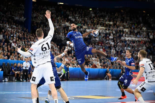 Melvyn Richardson Montpellier HB, 22 before the THW defense, Handball, Men, THW Kiel vs. Montpellier HB, Champions League, 9 Matchday, Group Phase, 30 11 19 Kiel Sparkassen Arena Schleswig Holstein Germany
